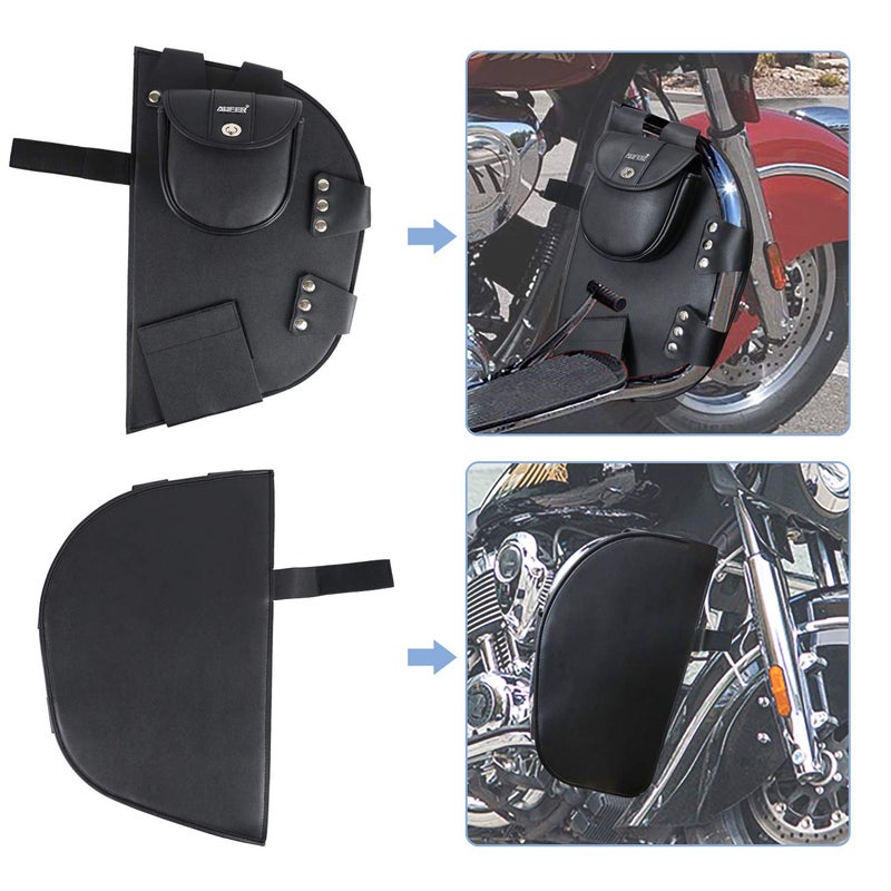AUFER Highway Crash Bar Cover Soft Lowers Chaps Guards Cover Leg Warmer Bag Rain Guards Lower Wind Deflectors Compatible with for Indian Road Master Springfield Chief Chieftain 2014-Up - Image 2